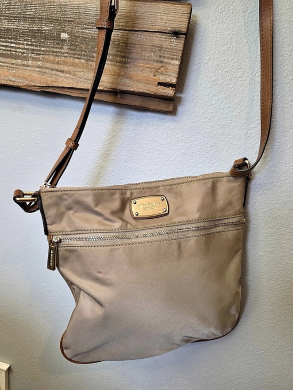 Michael Kors Kempton Nylon Crossbody Bag Brown & Gold
